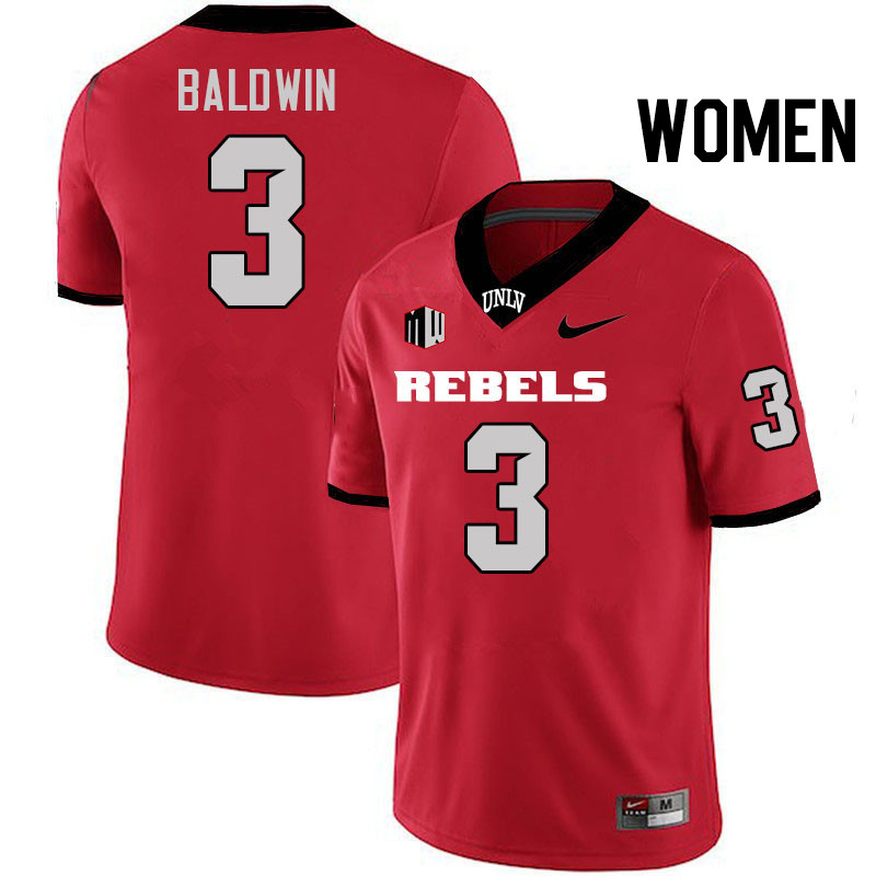 Women #3 Johnathan Baldwin UNLV Rebels College Football Jerseys Stitched-Scarlet